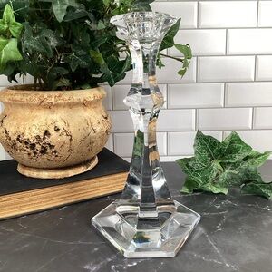 Val St Lambert VAS70 9.5" Crystal Candlestick, Made In Belgium, Signed